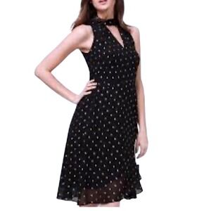 White House Black Market Dress‎ Halter Neck Gold Accents Party Dress 14